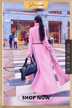 Mid-length Pink Coat Chic Fitted Long Outerwear, Belted Long Fitted Outerwear, Belted Fitted Long Outerwear, Chic Long Belted Outerwear, Chic Long Single-breasted Outerwear, Fitted Long Outerwear For Office, Trendy Long Spring Outerwear, Chic Full-length Spring Outerwear, Chic Full Length Spring Outerwear