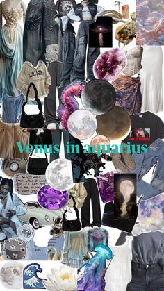 a collage of clothes and accessories with the words venus in apparitis on them