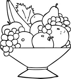 a bowl full of fruit coloring page