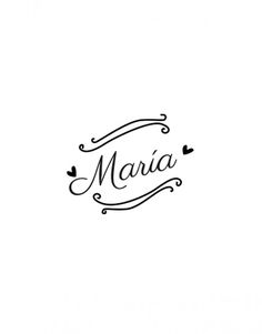 the word mama written in cursive writing on a white background with hearts around it