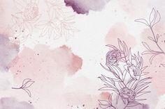 watercolor background with pink and purple flowers