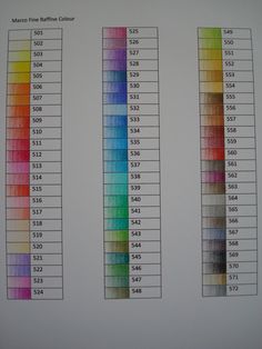 the color chart for different colors is shown