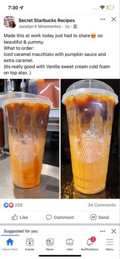 the starbucks cup has been made with orange juice