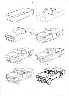 several different types of trucks are shown in this drawing