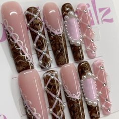 Camo Nails, Brown Nails Design, Classy Acrylic Nails, Pretty Gel Nails, Acrylic Nails Coffin Short, Nail Jewelry, A Silent Voice