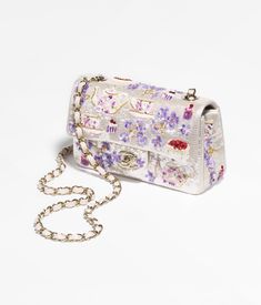 CHANEL - Mini Classic Handbag Embroidered Satin, Sequins, Glass Beads, Strass & Gold-Tone Metal, White, Pink, Purple & Red - A69900B17014NZC06 - Handbags Chanel Watch, Jewelry Advice, Mini Classic, Fashion Chanel, Chanel Collection, Chanel Mini, Chanel Official, Chanel Official Website