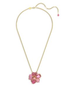 Swarovski Florere Pink Crystal Flower Convertible Pin & Pendant Necklace in Gold Tone, 21.66 Swarovski Necklace Aesthetic, Pink And Gold Jewelry, Outfit Building, Pink Pendant Necklace, Pink Gold Jewelry, Pink Gold Necklace, Luxury Necklace, Swarovski Necklace, Gold Jewelry Necklace