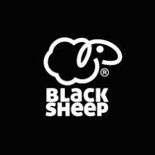 the black sheep logo is shown on a black background