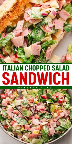 This irresistible Chopped Italian Sandwich includes lettuce, onion, deli meats, and provolone that are tossed with a tangy-creamy dressing then piled high on a hoagie bun. It’s a simple and easy to make lunch or dinner bursting with flavor that you’ll want to make every week! Chopped Sandwich Salad, Chopped Hoagie, Chopped Salad Sandwich, Chopped Italian Sandwich, Chopped Sandwich, Healthy Late Night Snacks, Make Lunch, Italian Chopped Salad, Easy Sandwich Recipes