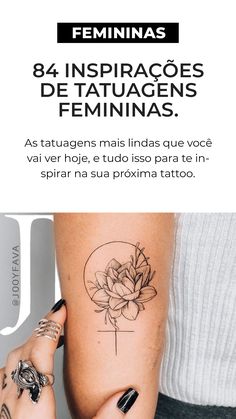 a woman's leg with tattoos on it and the words 8 inspiracoes de