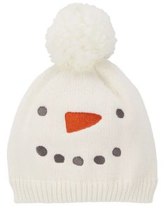 Baby will look extra cute and snuggly in this cozy hat, complete with a snowman and 3D pom pom. Burr Basket, Snowman Hat, Cozy Hat, Baby Must Haves, Fall Baby, Carters Baby, Christmas Hat, Newborn Girl