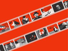 a film strip with different scenes on it