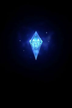 an abstract blue diamond in the dark