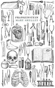 an illustration of many different tools and things in the shape of a skull on a white background