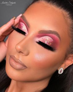 Makeup Rosa, Pink Glitter Makeup, Makeup Ojos, Glitter Makeup Looks, Carnival Makeup, Pink Eye Makeup, Barbie Makeup, Birthday Makeup