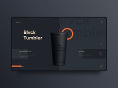 a black tumbler with a straw in it