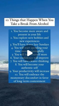 a blue sign with the words 10 things that happen when you take a break from alcohol