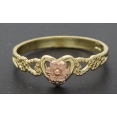 This Beautiful Real 10k Yellow Solid Gold Shiny Flower Heart Framed Kids Ring 0.9 Gr Size 3.5 Is Perfect For The Special Little One In Your Life. Crafted From Solid 10k Yellow Gold, The Ring Features A Unique Flower And Heart Design, Giving It A Wonderful Shine. The Small Size Of 0.9 Grams And Size 3.5 Makes It Perfect For A Child’s Finger. Show Your Love With This Radiant And Timeless Piece Of Jewelry! Specifications: Metal: Real 10k Yellow Gold (Stamped, 10k) Condition: Brand New Polished: Shi Cute Promise Rings Girlfriends Gold, Rings For Index Finger For Women, Pretty Promise Rings, Promise Ring Ideas, Senior Rings, Promise Ring Gold, Dating Goals, Kids Ring, Piercings Jewelry