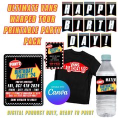 the birthday party package includes water bottle, t - shirt and other items to make it memorable