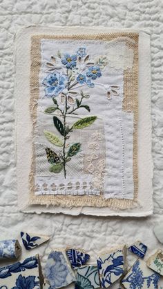 Floral Framed Textile Art - Etsy Textile Landscapes, Cloth Journal, Framed Textile, Covered Books, Embroidery Square, Quick Projects, Applique Art, Floral Textile, Textile Art Embroidery