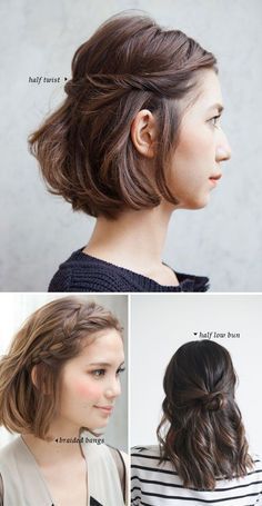 Short Hair Dos / 10 Quick and Easy Styles Simples Hairstyles, Work Hairstyles For Short Hair, Short Hair Dos, Short Hairdos, Short Hair Updo, Hairstyles For Short Hair