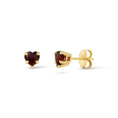 Available to ship now: 14k yellow gold 5x5 mm, prong-set, garnet hearts Friction back posts Made to order in 14k white gold with 3-week lead time. Earrings Stack, Garnet And Diamond Ring, Garnet Heart, Stocking Fillers For Her, Heart Stud Earrings, Forever Jewelry, Garnet Earrings, Jewelry Ring Box, Heart Studs