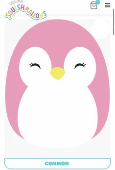 a pink and white penguin with eyes closed