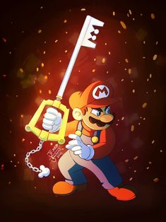 an image of mario with a key in his hand