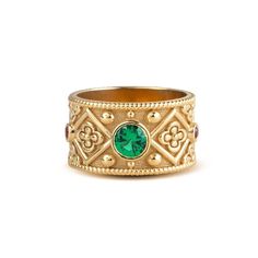 A beautiful Byzantine ring inspired by our Greek ancestors! *real images of the ring, taken by us* Dimensions: 11mm width Gemstones: - Simulated Emerald (cubic zirconia) - Simulated Ruby (cubic zirconia) Material: - Sterling Silver (925) - 9K Gold (375) - 14K Gold (585) - 18K Gold (750) *All signet rings are hallmarked on the back for certification* - We offer FREE Worldwide DHL & FedEx Shipping! - Branded DanelianJewelry Gift Box with each order! Our customer service is available 7 days a week. Byzantine Ring, Byzantine Rings, Ancient Queen, Medieval Rings, Greek Women, Queen Rings, Real Images, Signet Rings, Jewels Rings