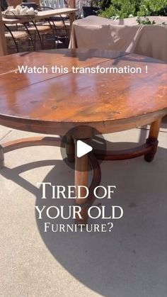 Xiomara Bates •Home decor •DIYs •Furniture makeovers on Instagram: "Old solid wood table makeover!! Stripping was definitely the hardest part of this transformation  I used QCS by stripwell . After the stripping process I was able to see a lot of red areas . I was able to neutralize it with ash wash ( Woodandhomeaccents.com ) I did 1/4ratio because I wanted a very light layer.  Now it looks like a brand new table . You can find all the process in my highlights “tables “. Top coat used water base matte poly by @behrpaint   #beforeandafter #diningroom #rusticdecor #furnitureflip #furnituretransformation #furnituremakeover #coffeetabledecor  #homedecor4you #Homedecoration330 #Home_design68 #Homewithrue #coffeetablestyling  #currendesignsituation #hometohave #modernhome #pretrylittleinteriors Old Tables Makeover, Round Table With Settee, Refinish Wood Dining Table, Wood Furniture Makeover Ideas, Renovate Dining Table, Table Finishing Ideas, Renovated Dining Table, Refinish Wood Coffee Table, Restaining Wood Dining Table