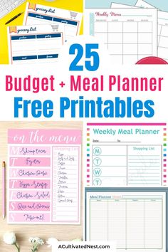 the 25 meal planner printables with text overlay