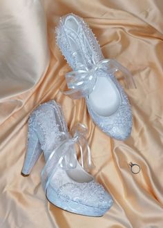 "White embellished lace wedding heels for bride with pearls and ribbons. Winter weddings or elegant receptions, these shoes compliment your white lace wedding dress beautifully! Custom wedding gift, personalized engagement gift or bridesmaids shoes. White bridal shoes are designed with embroidered lace. Glass beads, shiny sequins and small pearls are used on the embroidery. Organza ribbons tie on the front. Custom details can be added on this design, soles can be personalized with your names and Blush Bridal Shoes, Wedding Heels For Bride, Traditional Wedding Gown, Heels For Bride, Lace Wedding Heels, Embellished Wedding Shoes, Lace Bridal Shoes, Wedding Shoes For Bride, Champagne Shoes