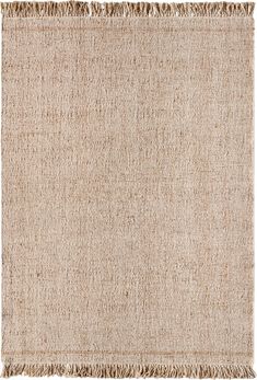 a beige rug with fringes on top