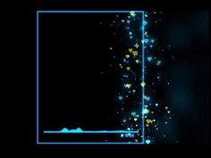 an abstract blue and black background with small yellow dots in the center, as well as a rectangle frame