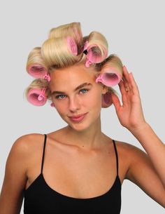 Ready to unlock the secret to an at-home, bouncy blowout that looks professionally done? Drum roll please... 🥁 Introducing our newest hair-styling marvel, the Velcro Rollers Set! This charming set comes with 18 super-grippy velcro rollers in a delicious candy pink hue, sure to make you feel like Barbie. Designed to hold onto your hair securely, these rollers are your ticket to a high-volume, bouncy blowout that lasts all day. With three sizes of rollers (6cm, 4.8cm, and 3.6cm), you can customize your curls to your heart's content. Go for the larger rollers when you're dreaming of a smoother, voluminous finish, or choose the smaller ones for tighter, defined curls. The power to mix, match and create your perfect bouncy style is in your hands! But that's not all! We've also included 18 matc Hair Rolls Curls, Velcro Rollers Long Hair, Hair Roller Patterns, Hair Velcro Rollers, Cher Horowitz Hair, Rollers In Hair, Wow Raise The Root, Wow Xtra Large, Raise The Root