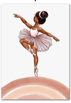 a drawing of a ballerina in pink and white