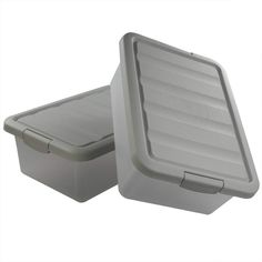 two plastic storage containers sitting side by side