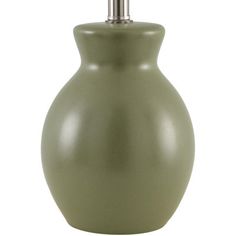 an olive green vase with a silver faucet on the top is shown in front of a white background