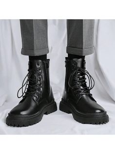 New High-Top Boots, All-Match Style Leather Shoes, Casual Work Boots, Zipper Popular Models,Go With Jeans Black    PU Leather     Men Shoes, size features are:Bust: ,Length: ,Sleeve Length: Casual Work Boots, Combat Boots Men, High Top Boots, Mens Boots Fashion, Mens Leather Boots, Warm Boots, Chelsea Ankle Boots, Leather Riding Boots, Shoes Comfortable