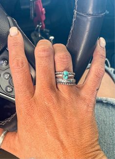 Western Turquoise Promise Rings, Turquoise Promise Ring, Western Wedding Rings With Turquoise Sterling Silver, Simple Western Rings, Turquoise Stacker Rings, Turquoise Earring Stack, Western Silver Rings, Cute Western Rings, Turquoise Ring Stack