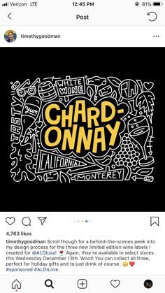 an instagram page with the words chad - on - way in yellow and black