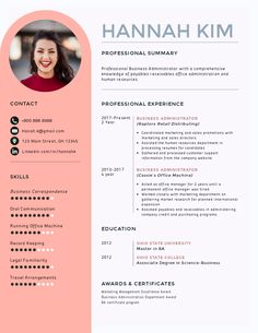 Business Administrator Resume Template  Visme Hr Executive, Nursing Resume Template