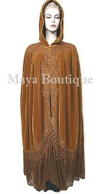 Cloak Opera Cape ANTIQUE GOLD Victorian Rep Long Velvet & Lace Lined Maya | eBay Victorian Cloak, Modern Fall Decor, Frog Closure, Cape Cloak, Floral Duster, Opera Coat, Velvet Cape, Chiffon Tops Blouses, Border Lace