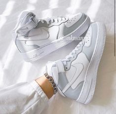 Nike Custom Air Force 1 mid sneakers (Gray) -Hand painted with leather paint and coated -Waterproof -New with box Options to buy are already converted in women's sizes Size 4Y-women's 5.5 Size 4.5Y- women's 6 Size 5Y- women's 6.5 Size 5.5Y- women's 7 Size 6Y- women's 7.5 Size 6.5Y- women's 8 Size 7Y- women's 8.5 Painted High Top Air Force 1, Nike Custom Shoes, Womens Air Force 1, Nike Fashion Sneakers, Nike Custom, Nike Shoes Air Force, Nike Air Force 1 Mid, Mid Sneakers, Trendy Shoes Sneakers