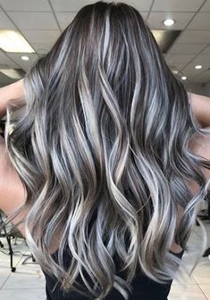 Dark Grey Hair, Silver White Hair, Grey Hair Transformation, Gorgeous Gray Hair, Grey Hair Inspiration, Brunette Balayage Hair, Blending Gray Hair