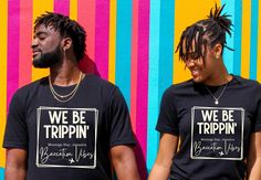 Introducing our Couples Matching t-shirt for any couple traveling together whether it is for an anniversary, cruise trip , plane trip, or even a road trip! Make it fun and memorable with this funny yet trendy Travel shirt for him and her! We be trippin' shirts can also be customized to include the destination that awaits you. Available in black or white, these travel couple shirts are a great memory to keep for years to come. All items are made to order and will ship within a week from one of Pr Cruise Shirts For Couples, Couples Tshirt Ideas Matching, Couple Traveling Together, Couples Cruise Shirts, Couple Trip Shirts, T Shirts For Couples, Matching Shirts For Couples, Matching Cruise Shirts, Couple Tee Shirts