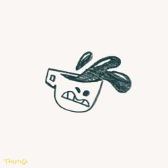 a drawing of a bowl with an angry expression on it's face and eyes