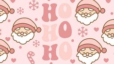 a pink background with santa claus and candy canes