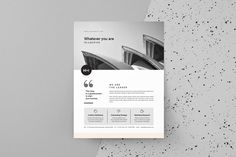 a white and black flyer for an architectural firm