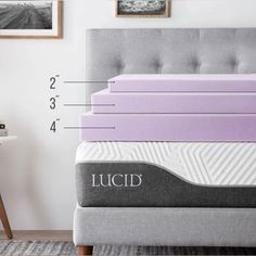 the lucd mattress is shown with measurements for it's top and bottom layers